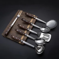 kitchen utensils cookware 6pieces set slotted turner spoon skimmer fork stainless steel non stick tool light luxury kitchenware