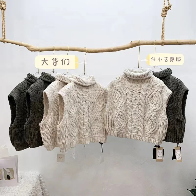 

Женский свитер без рукавов, с высоким воротником