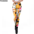 Модные милые леггинсы FCCEXIO с цифровой печатью для собак, женские эластичные леггинсы с высокой талией, 3D штаны с животными, леггинсы для движения