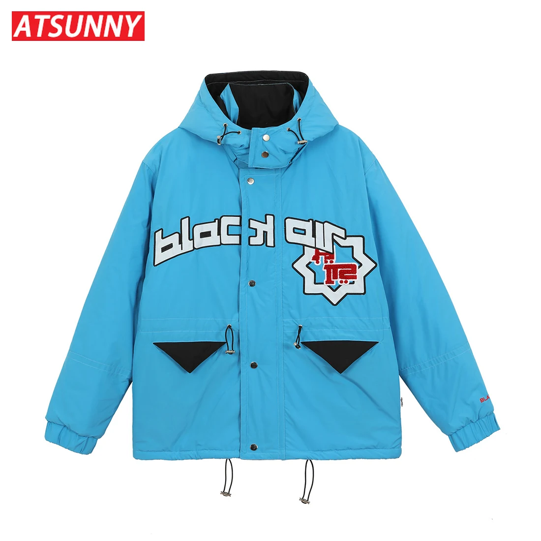 ATSUNNY Fashion Harajuku Parkas Oversize Men Casual Thicken with Cotton Jackt Autumn and Winter Clothes Streetwear Winter Coat
