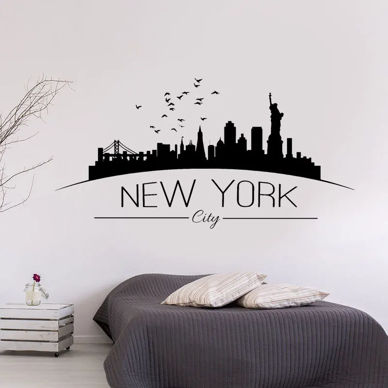 Настенная Наклейка с изображением Нью-Йорка переводная картинка для спальни
