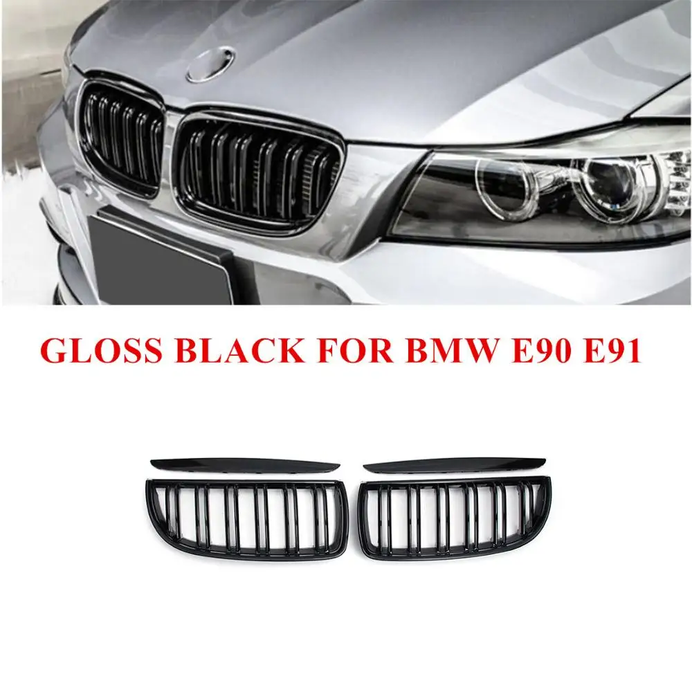 Полный набор глянцевых черных передних грилей для BMW решетки седана E90 E91 2004 2005 2006