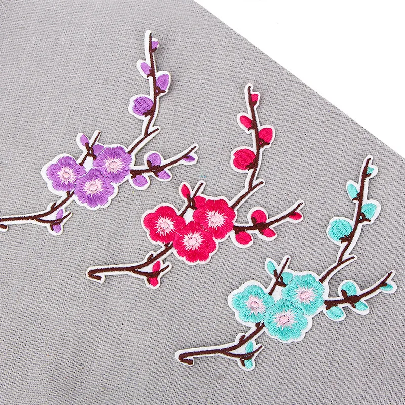 4 шт. аппликация в виде цветка сливы вышивка утюгом нашивка для одежды тканевая