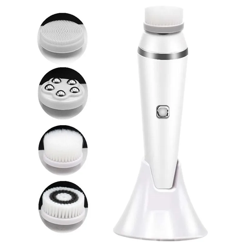

New Multi-Function Electric Cosmetic Instrument Facial Cleansing Device Deep Cleaning Face Massager 4 in 1 Brush Beauty Tool