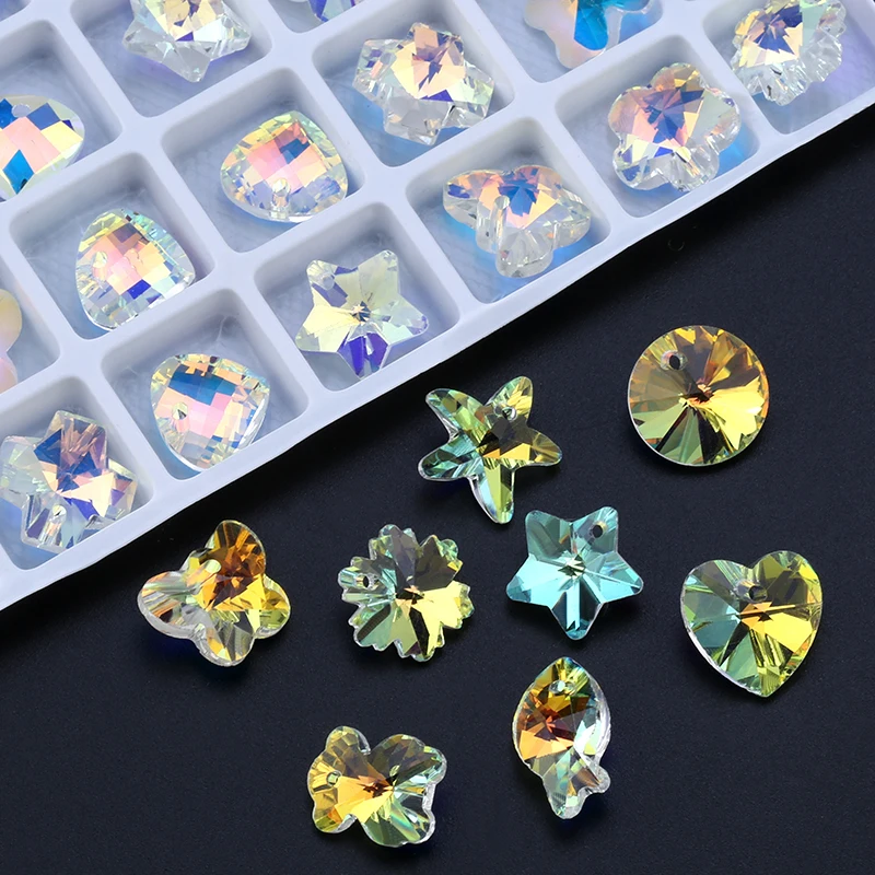 

14MM 28pcs/lot Crystal Beads Straight Hole Glass Bead For Jewelry making DIY Art accessories