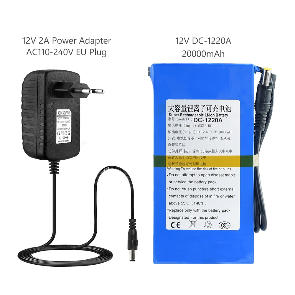 Высокое качество супер перезаряжаемый портативный литий ионный аккумулятор DC 12V