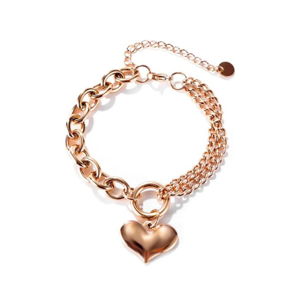 

Золотая элегантная цепочка из нержавеющей стали с подвесками в виде сердца для женщин, ювелирные изделия