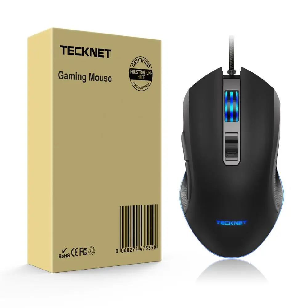 TeckNet 7200 dpi программируемая мышь RGB светодиодный светильник Проводная геймерская мышь s для ПК ноутбука 6 кнопок оптическая игровая мышь для компьютера