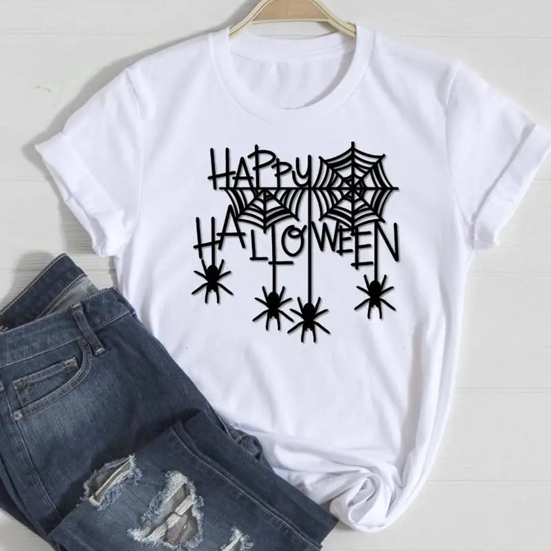 

Women Thanksgiving Cat Witch Funny 2021 Halloween Autumn Fall Graphic Clothing Tshirt T Female Tee Top Print T-Shirt