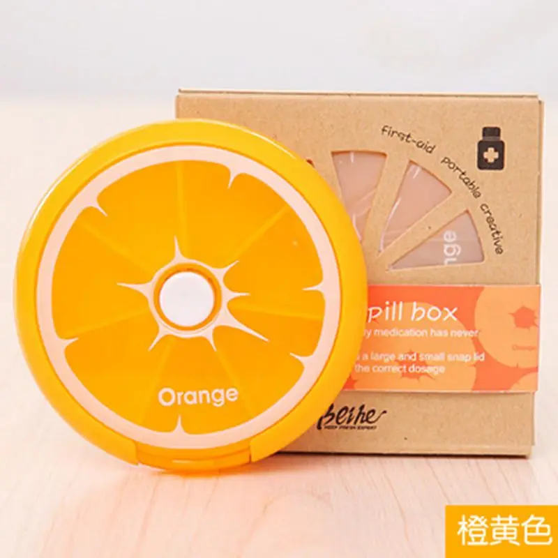

Weekly Rotating Travel Pill Box Container Lemon Pill Case 7 Days Medicine Tablet Storage Organizer Dispenser Health Care Tool