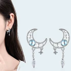 Женские серьги с лунным камнем, Серьги-кисточки в виде Луны из стерлингового серебра 925 пробы, корейская бижутерия, новинка 2020