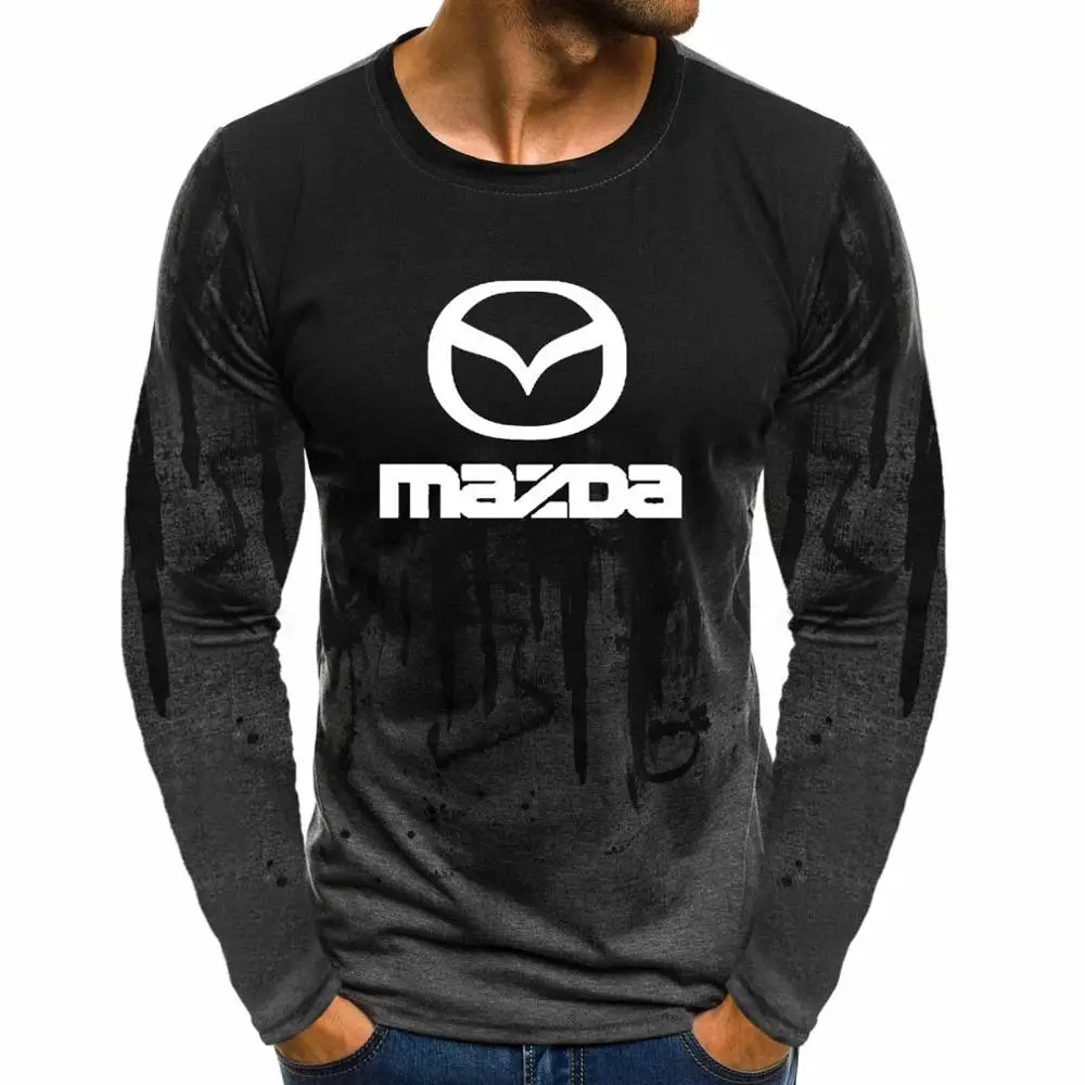 

2021 NEW Gradient O neck pullover Sweatshirts Mazda Motors Car Logo Printed Casual Cotton Men Hoodies Men Clothing