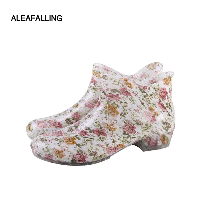 Сапоги Aleafalling женские резиновые, милые водонепроницаемые, без застежки, на плоской подошве, ботильоны с пряжкой