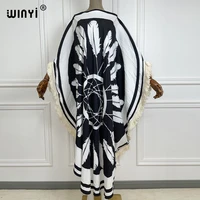 2021 winyi african boho dress color matchi print bohemia loose elegant muslim abaya bazin robe gowns broder riche round