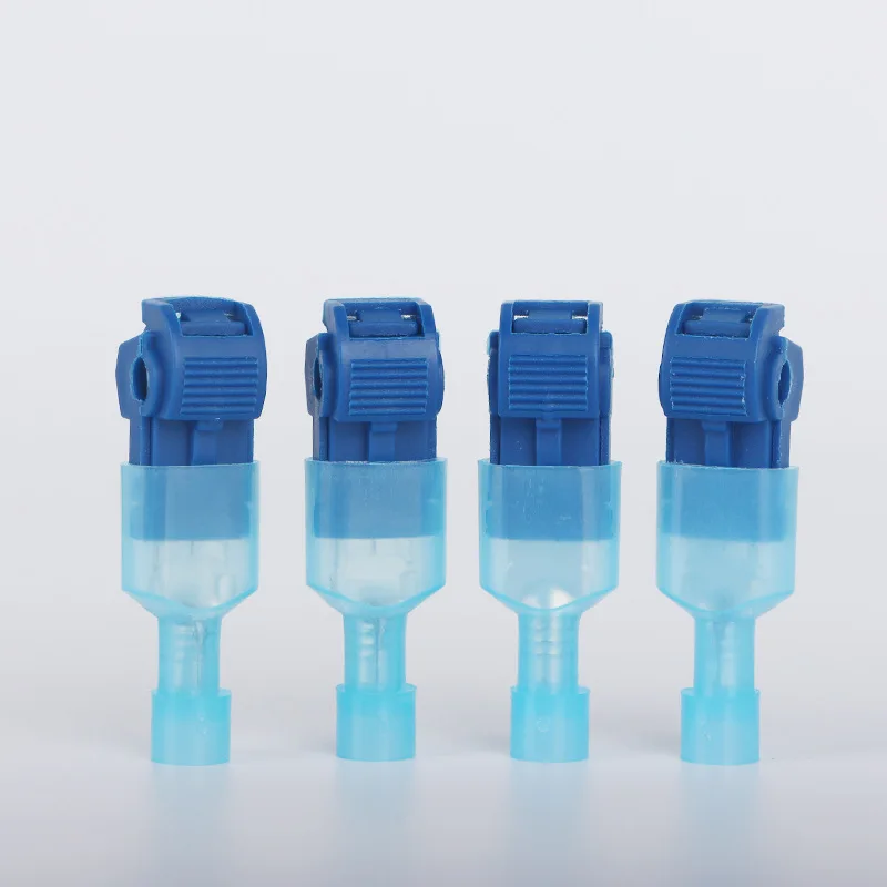 100Pcs(50set) T2 Blue T Tap Wire Connectors Self-Stripping Quick Splice Electrical Terminals Disconnect Spade Terminal |