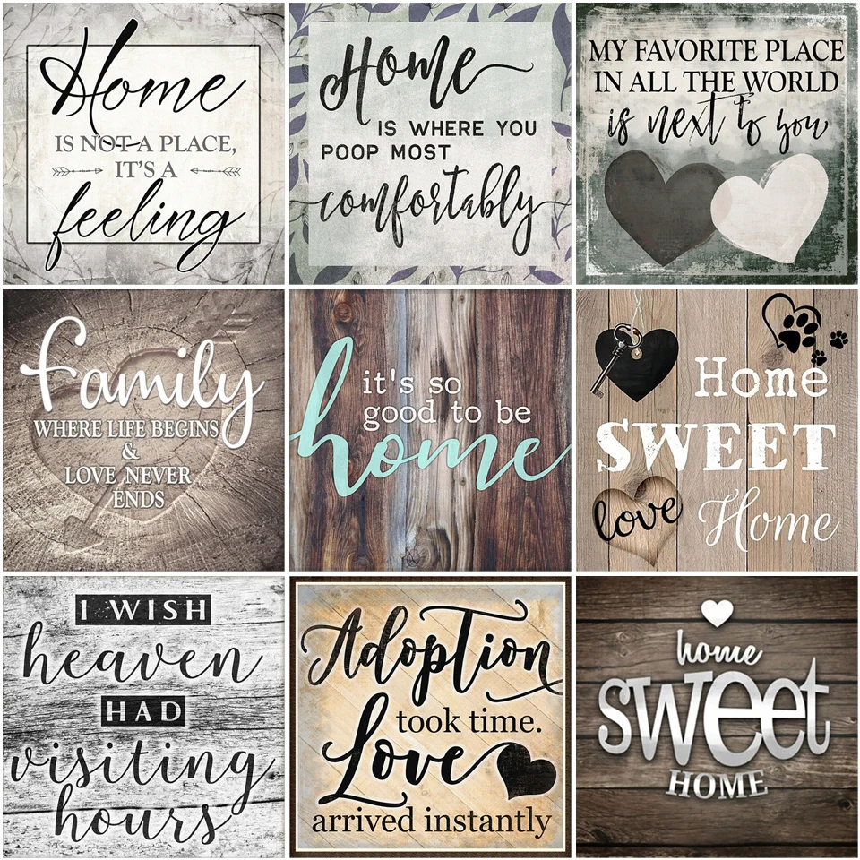 

5D DIY Diamond Painting Home Sweet Text Full Round Drill Square Diamond Embroidery Cartoon Art Kit Hobbies And Crafts Home Decor