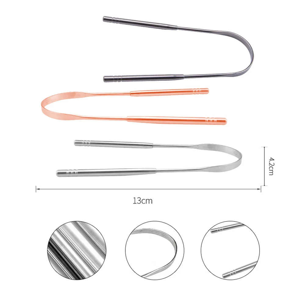 

3 Pcs Tongue Cleaner Scraper Stainless Steel Tongue Scraper Reusable Fresh Breath Maker Medical Mouth Brush Oral Hygiene Care