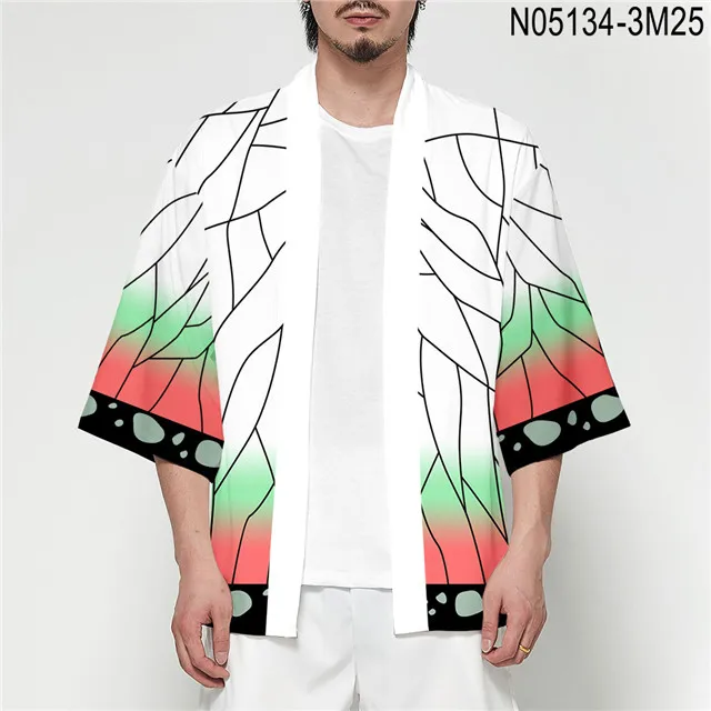 3dhf-39 Demon Slayer Kimetsu no Yaiba 3D полный принт японского Аниме кимоно Haori Yukata Косплей Женщины/Мужчины Лето Повседневная крутая уличная одежда - Цвет: 3dhf-39