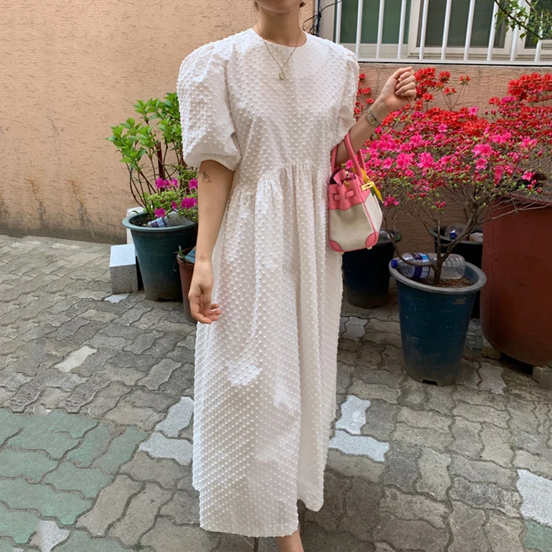 

French point Party Dress Women Casual short Sleeve Elegant Vintage Dress Female 2021 summer Fairy doll One Piece Dress Korean