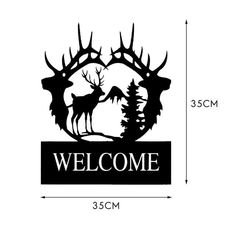 

Rustic Metal Sign Wrought Iron Deer Welcome Sign Indoor Outdoor Art Sign Gift for Housewarming Wedding Father's Day