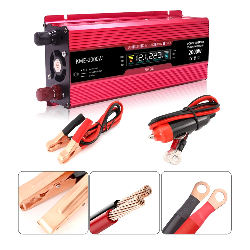 Автомобильный преобразователь напряжения 600-2000 Вт 12 В постоянного тока в 220