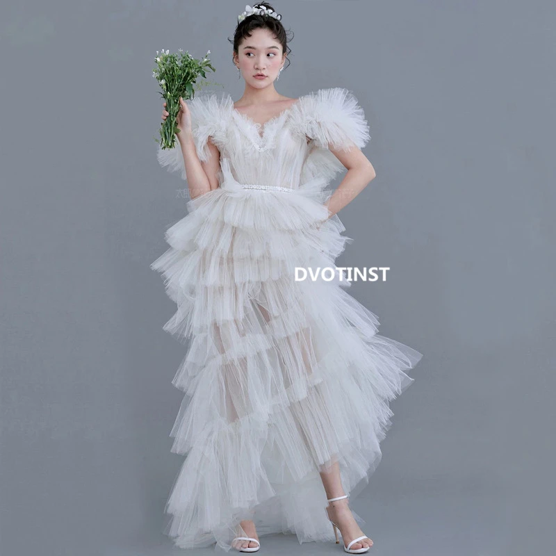 Dvotinst Women Photography Props Wedding Photo Dress Trailing White Cupcake Sweet Dresses Photography Accessories Photo Props