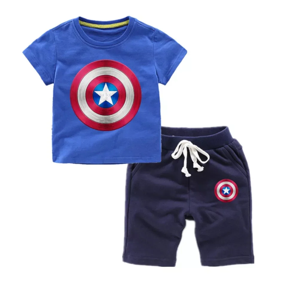 Комплекты одежды для мальчиков Marvel Avenger Captain America Детская футболка + штаны детские
