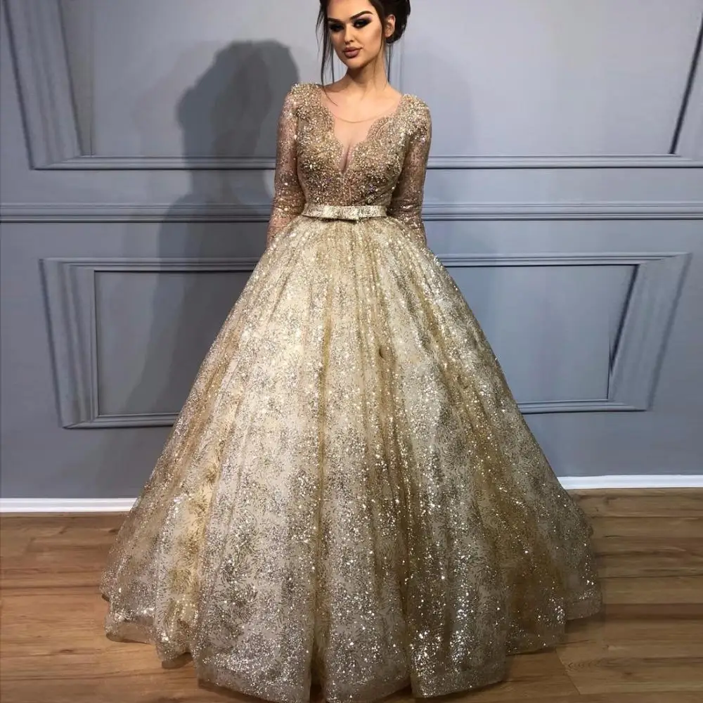 Прозрачное бальное платье 2019 платья для выпускного вечера золотые кружевные