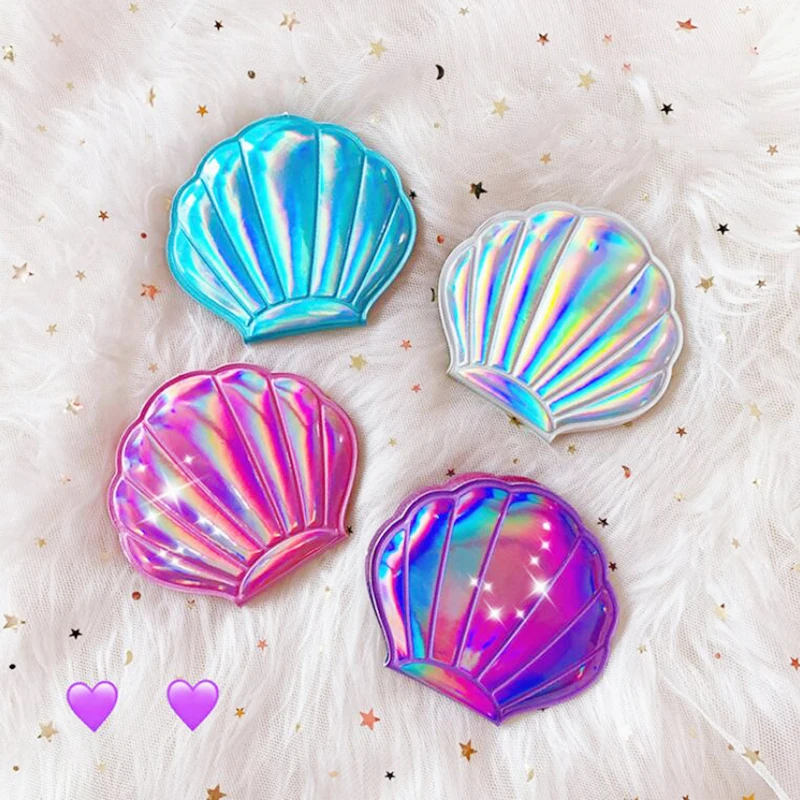 

Sea Shell double-sided makeup mirror laser color girl Two-side Folding Round Pocket Mirror small mirror portable mirror