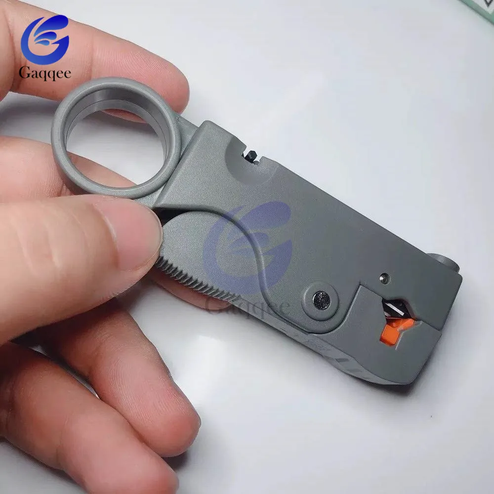 Household Multi Cutter Tool Rotary Cable Stripper Adjustable Double Blades RG6/59 Wire Stripper Automatic Cable Cutter Pliers