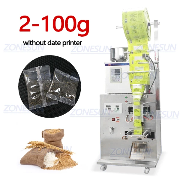 100g without printer ZONESUN автоматическая 2-50 г сухое и массивное оборудование для наполнения орехов, автоматическая машина для упаковки порошковых чайных пакетиков - Цвет: 100g without printer