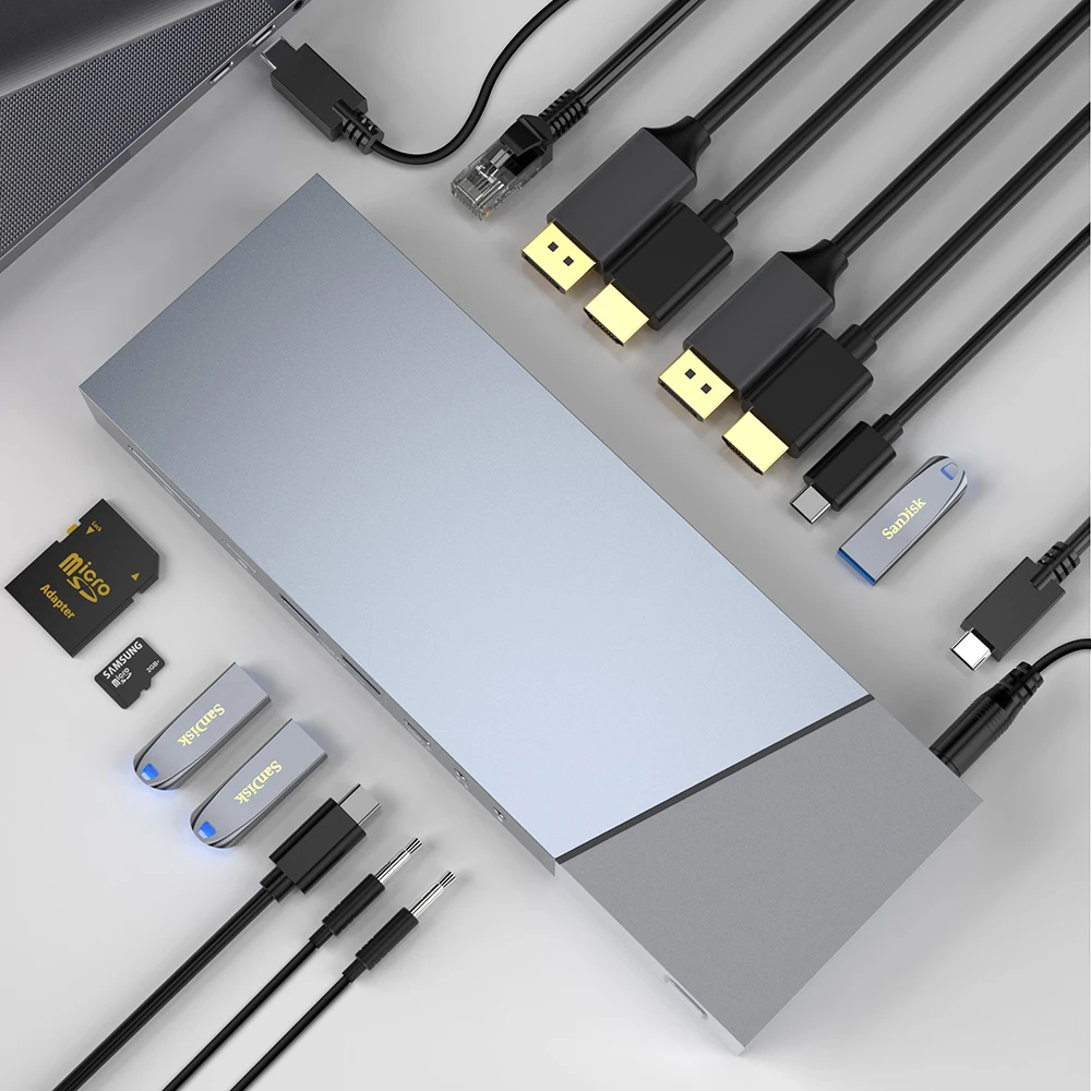 Док-станция USB C HUB с разными usb-портами и интерфейсом RJ45 |
