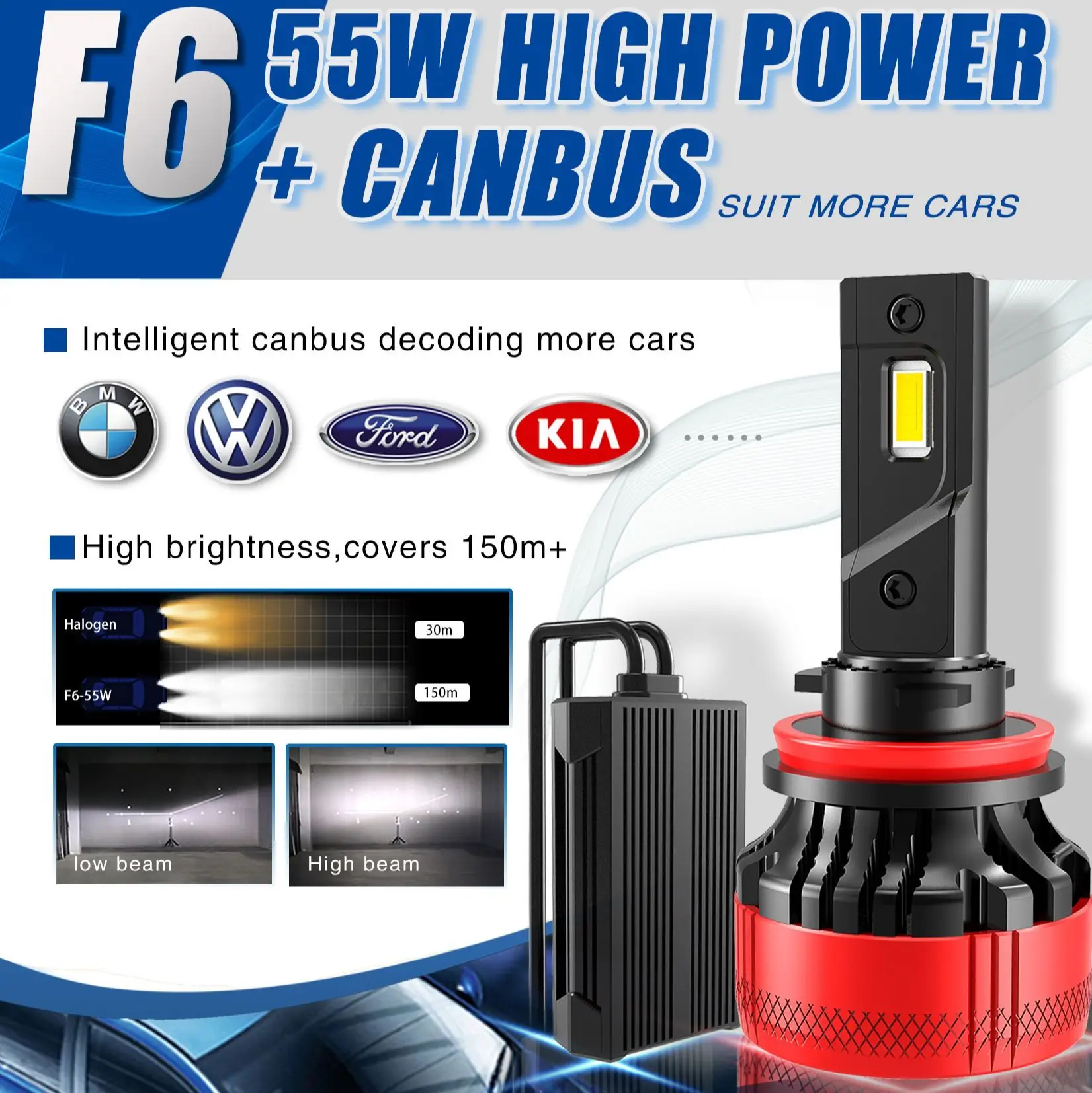 2x 110W 12000LM F6 H4 H8 H11 Car LED Headlights Bulb Fog Light With Canbus No Error 9005 HB3 Car LED Headlamp Kit