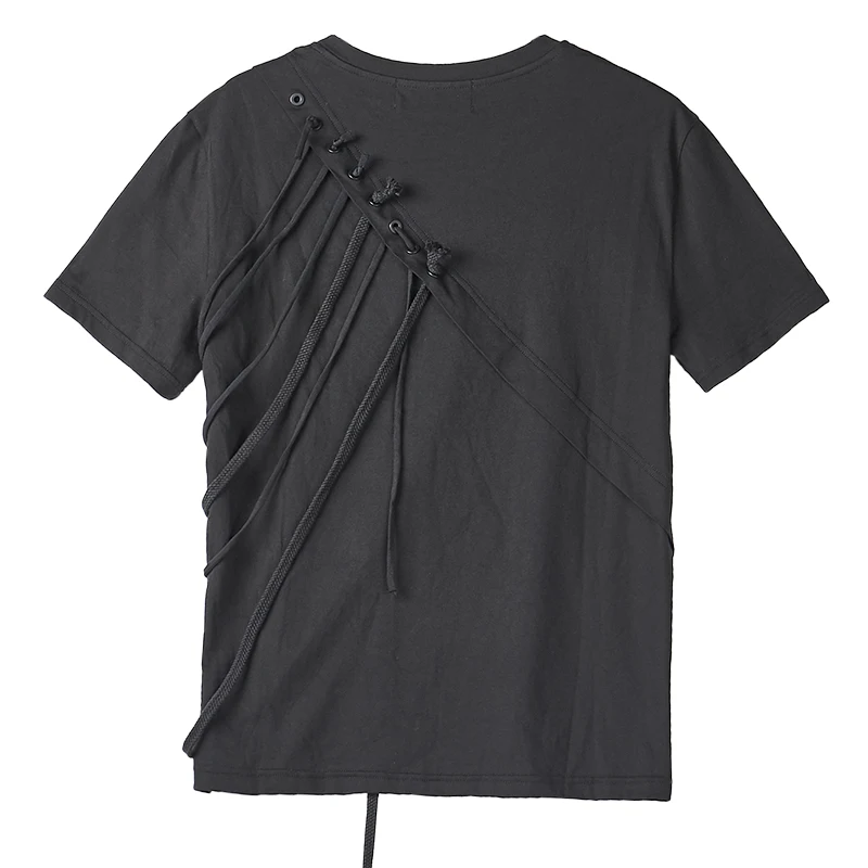 Темная черная Готическая футболка с бахромой в стиле панк альтернативная