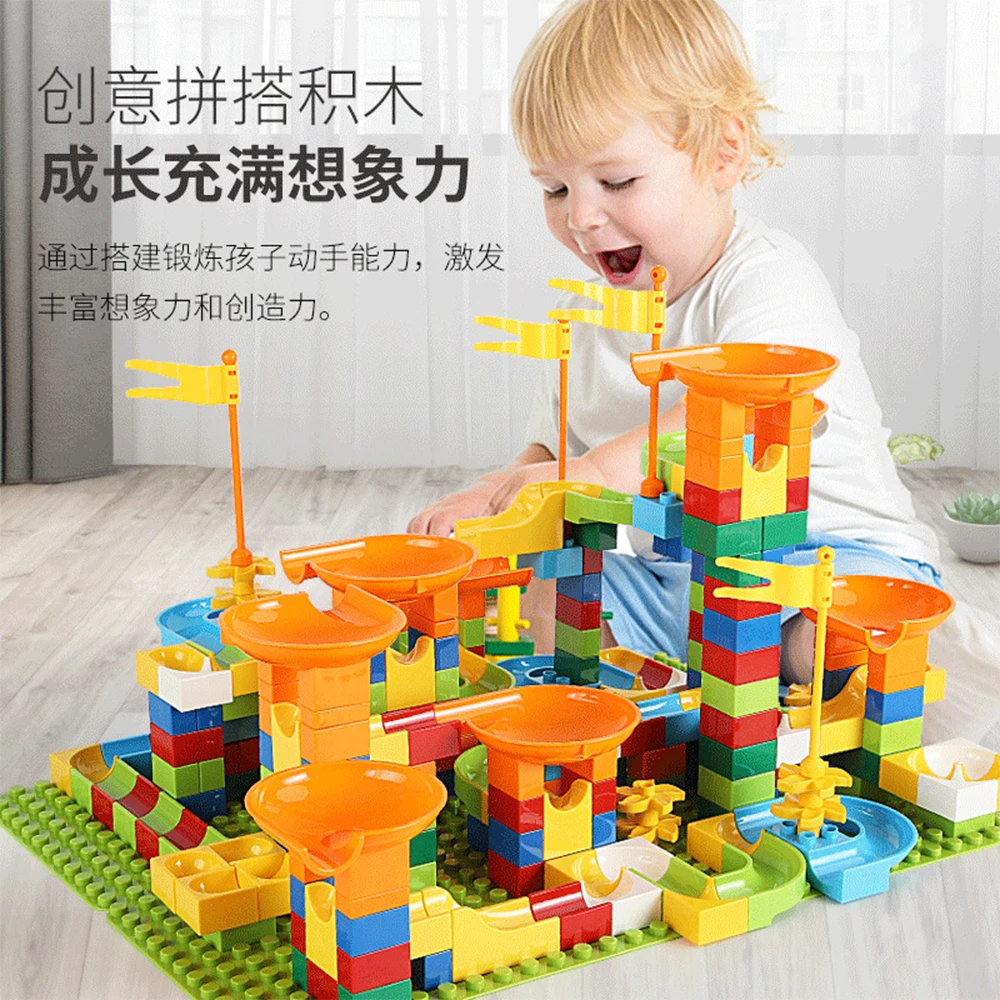 

Marble Race Run Big Block Compatible Duploed Building Blocks Funnel Slide Blocks DIY Big Bricks Toys Children gift MOC Modular