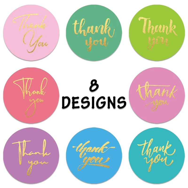 

50-500pcs Pretty Thank You Sticker Seal labels for Gift envelope decor 8 designs Stationery sticker Adhesive Shipping Mail Label