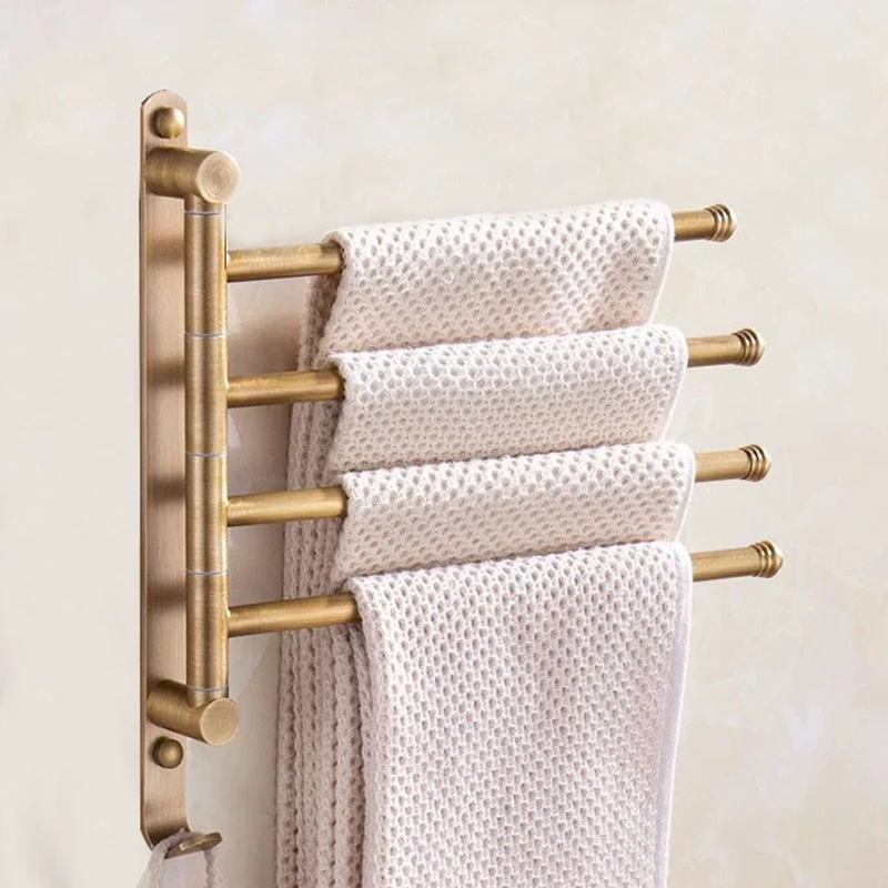 

Full Copper Bathroom Hardware Pendant Towel Rack Revolving Towel Rack Movable Towel Bar Rack