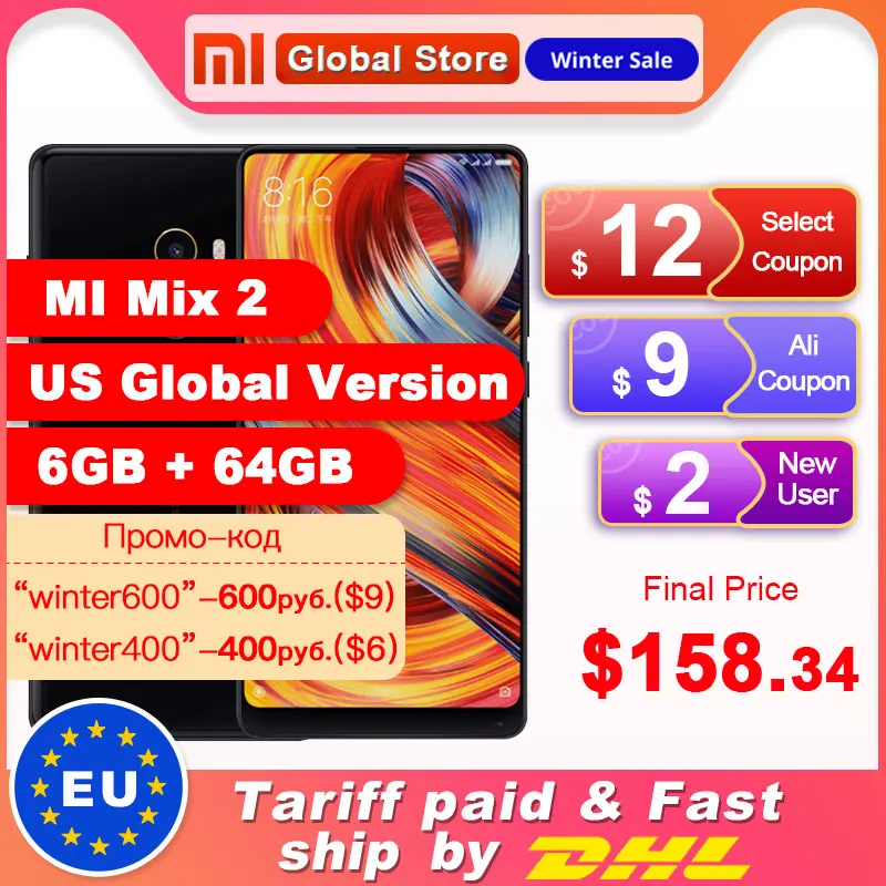 США (американская) Глобальная версия mi X2 X 2 6GB 64GB Смартфон Snapdragon 835 Octa Core 5 99