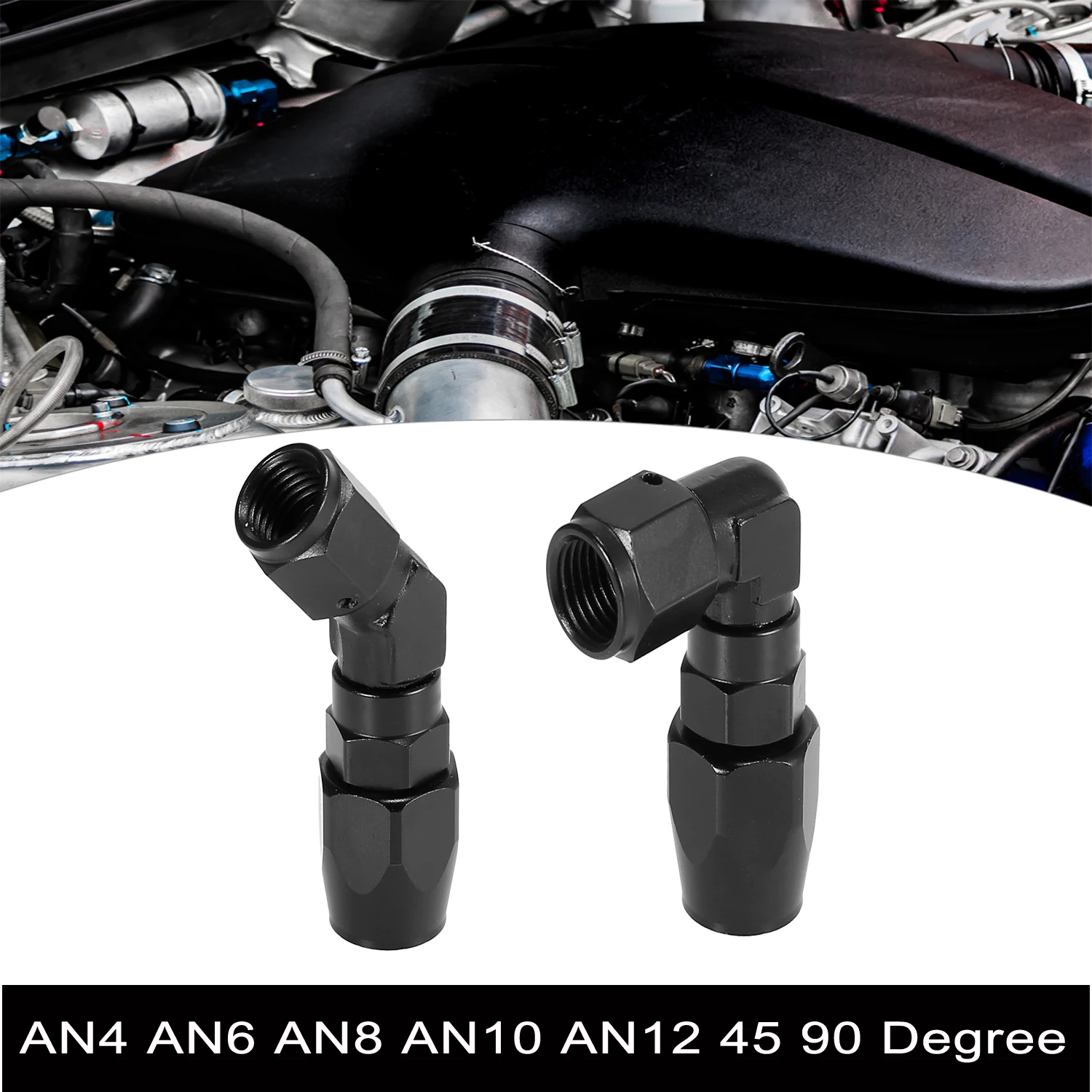 

X Autohaux AN4 AN6 AN8 AN10 AN12 45 90 Degree Female Swivel Coupler Hose Union 6061 Aluminum Alloy Car Fuel Oil Hose End Fitting