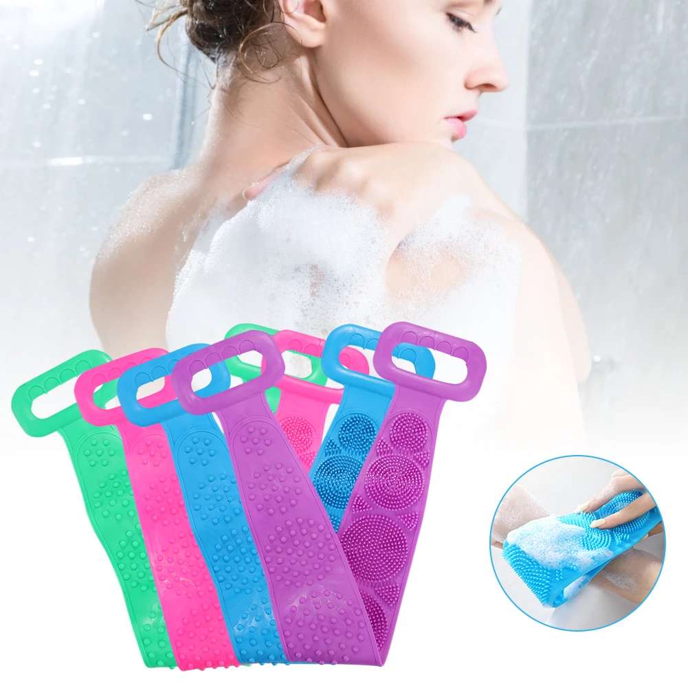 

Bath Shower Silicone Body Brush Bath Belt Exfoliating Back Brush Belt Wash Clean Bath Scrub Belt Towel Bathroom Products