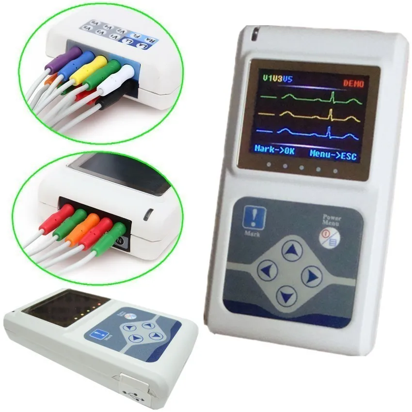 Аксессуары или TLC9803 24H динамический ЭКГ Holter аппарат 3 свинцовый электрокардиограф