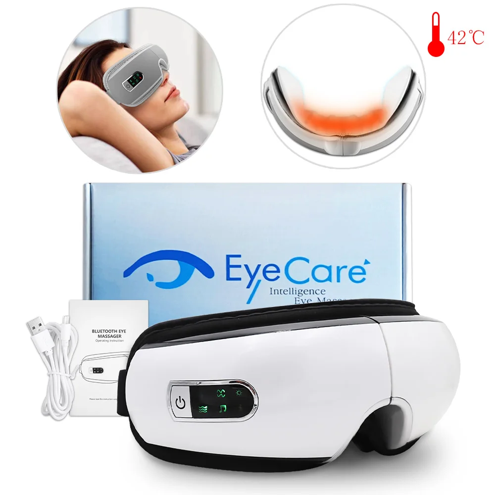 

Heated Eye Massager with 4D Airbag Pressotherapy Massage Vibrators Bluetooth Music Eye Care Tool Relieves Fatigue Dark Circles