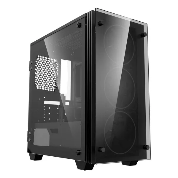 Микро ATX/мини ITX Midtower чехол CoolBox COO-DGC-M192-0 RGB светодиодный Black | Компьютеры и офис