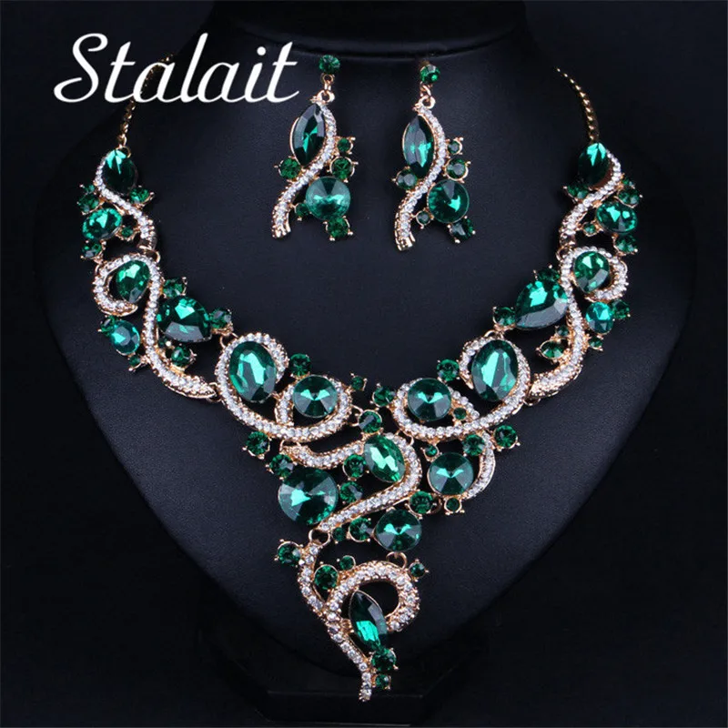 Очаровательные серьги подвески в форме кристаллов стразы наборы свадебных