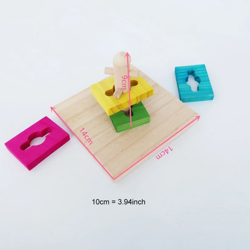 

Bird Educational Parrot Trick Training Puzzle Toys Bird Tabletop Wooden Platform Chew Toys Stacking Color Block Toys
