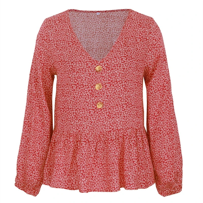 

Blusas Mujer De Moda 2021 Spring Summer Long Sleeve V Neck Shirts Women Clothing Casual Floral Print Ruffles Boho Tops Designer