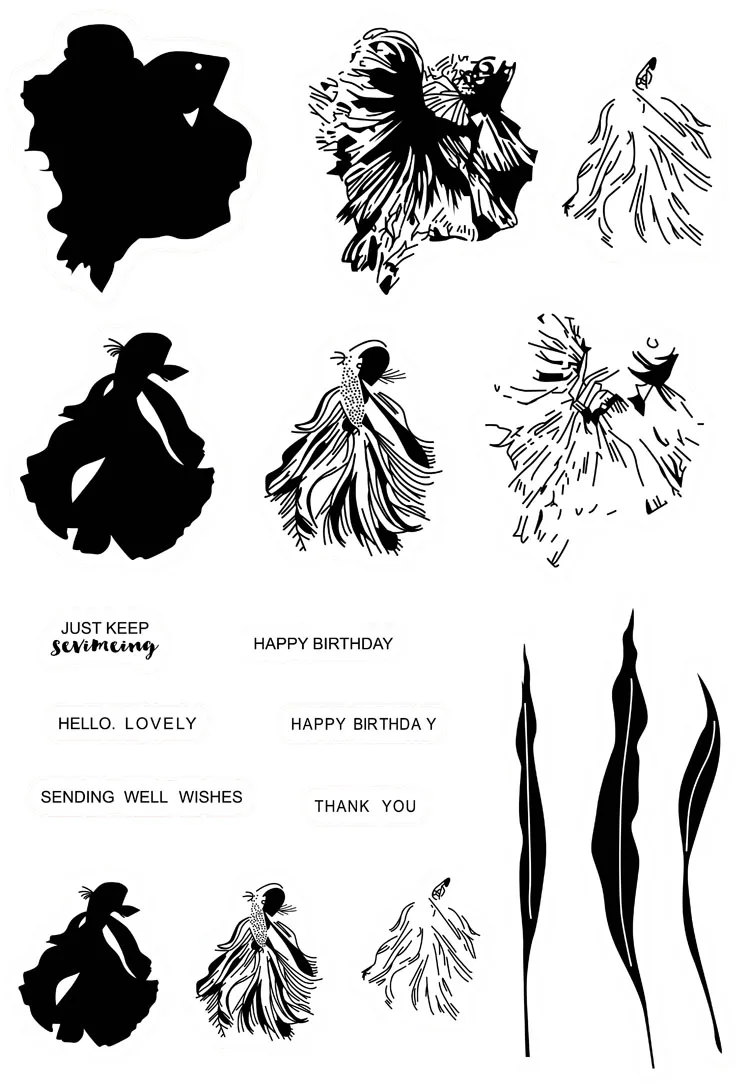 Золотая Рыба прозрачный Штамп для DIY скрапбукинга/карты/Дети Рождество весело