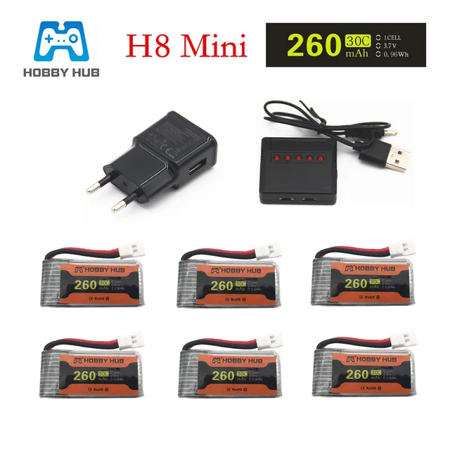 h8 мини батарея 37 v 260mah литий полим
