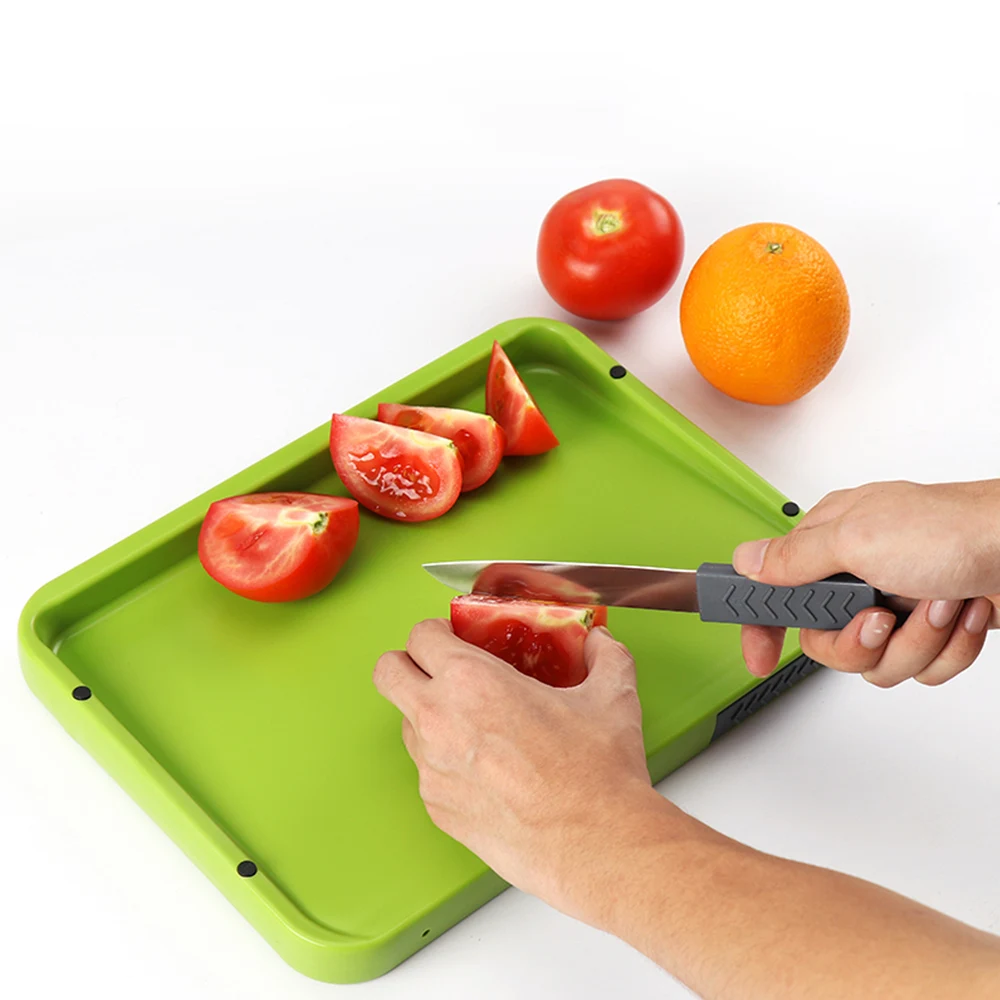Многофункциональная Пластиковая кухонная разделочная доска двухсторонняя для