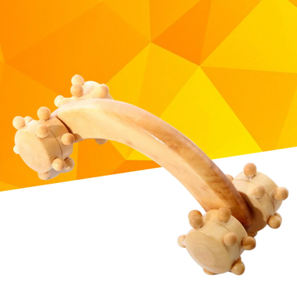 

Wooden Roller Household Massager Acupressure Roller Wooden Roller Curved Handheld Body Neck Shoulder Muscle Relaxation